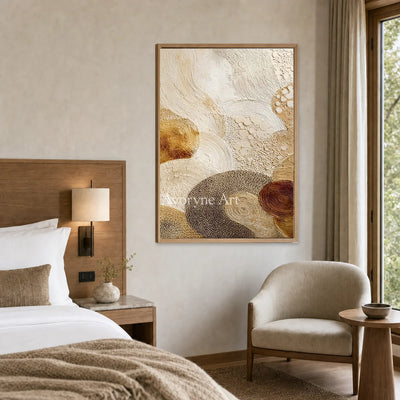 Tidal Medallion: Beige Spiral Texture Abstract Wall Art — hotel wood