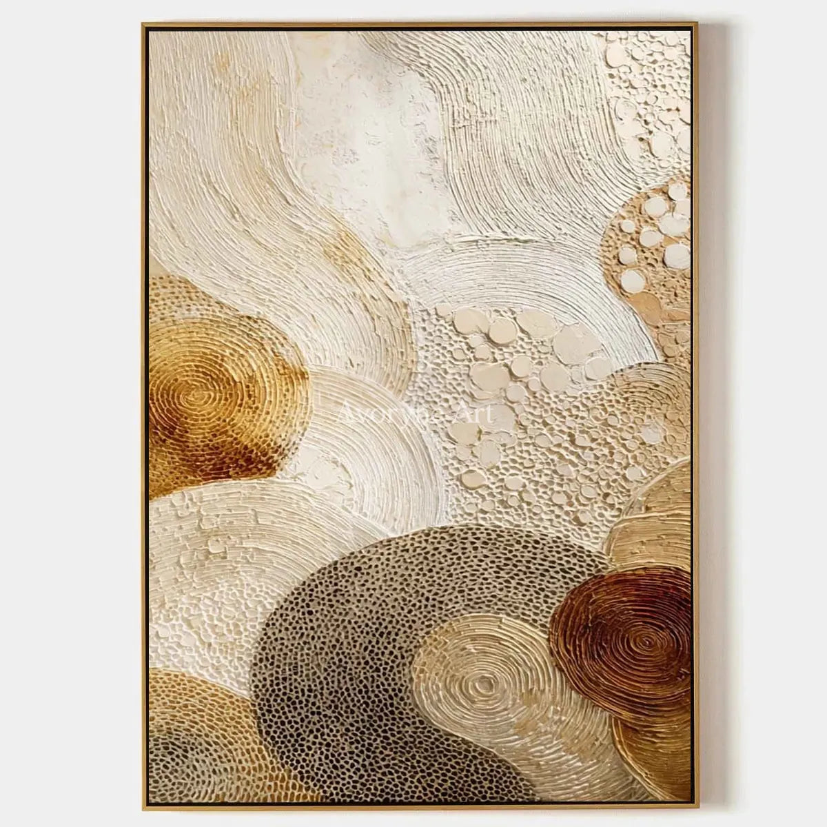 Tidal Medallion: Beige Spiral Texture Abstract Wall Art — primary