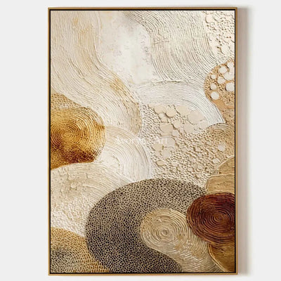 Tidal Medallion: Beige Spiral Texture Abstract Wall Art — primary
