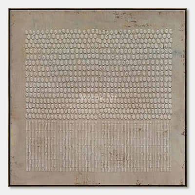 Pebble Ledger: Beige Square Textured Grid Wall Art — primary