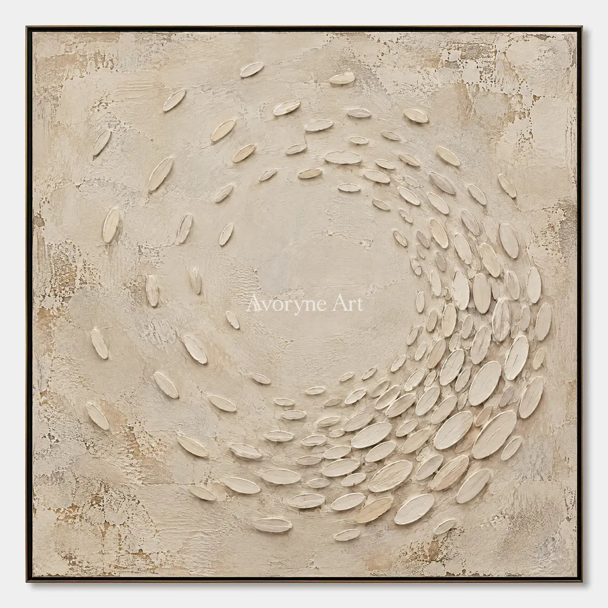 Pebbled Orbit: Beige Textured Abstract Wall Art — primary