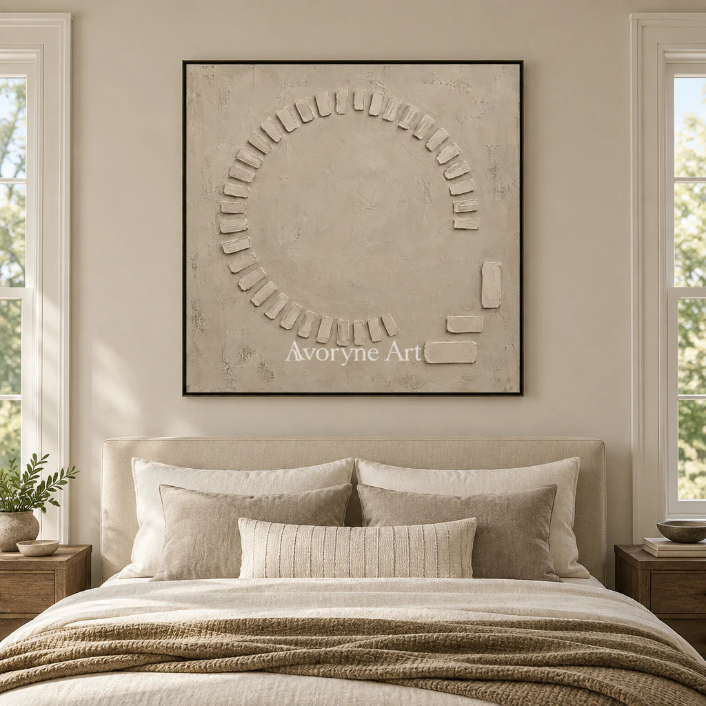 Open Assembly: Beige Textured Abstract Wall Art — bedroom black