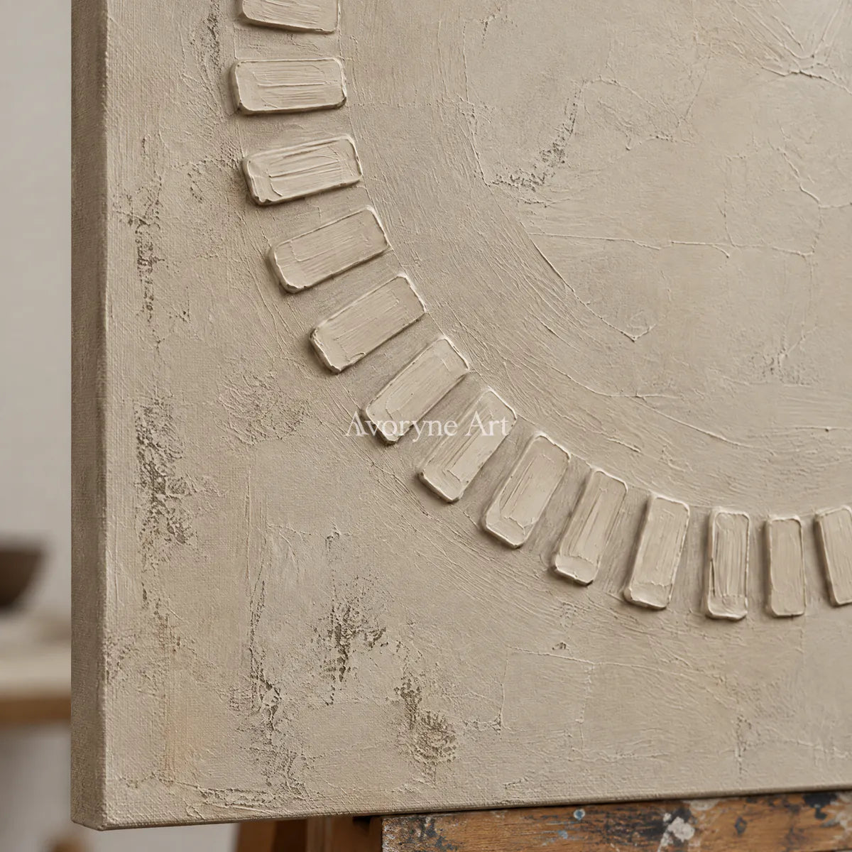 Open Assembly: Beige Textured Abstract Wall Art — detail easel