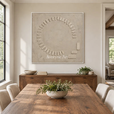Open Assembly: Beige Textured Abstract Wall Art — dining white