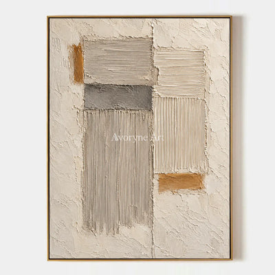 Sandstone Rhythm: Beige Textured Abstract Wall Art — primary