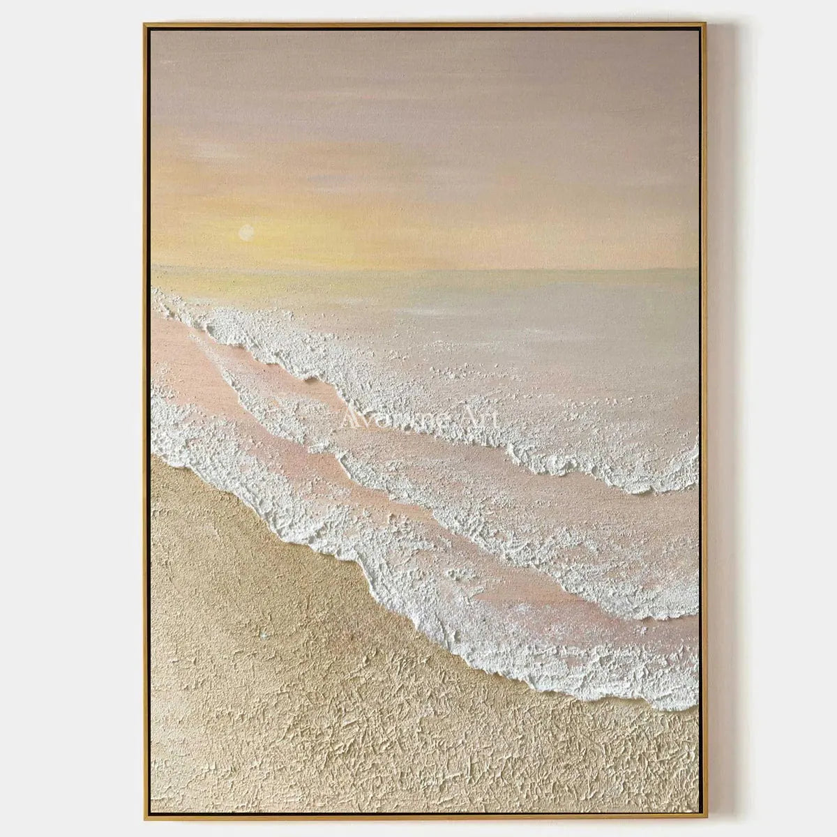 Apricot Shore: Beige Textured Coastal Wall Art — primary