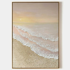 Apricot Shore: Beige Textured Coastal Wall Art — primary