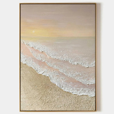 Apricot Shore: Beige Textured Coastal Wall Art — primary