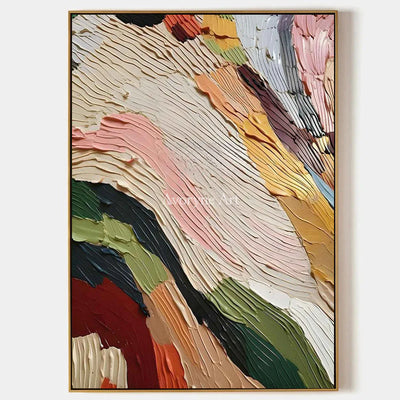 Chromatic Passage: Beige Textured Colorful Abstract Wall Art — primary