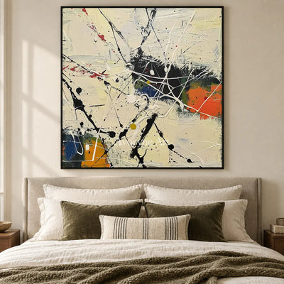 Ivory Crosscurrent: Beige Textured Drip Abstract Wall Art — bedroom black
