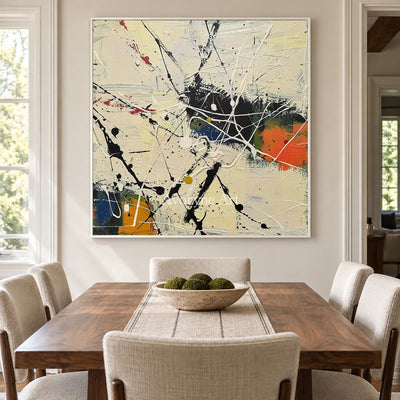 Ivory Crosscurrent: Beige Textured Drip Abstract Wall Art — dining white