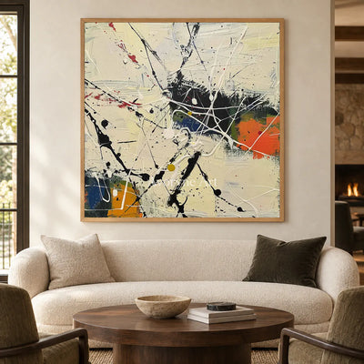 Ivory Crosscurrent: Beige Textured Drip Abstract Wall Art — hotel wood