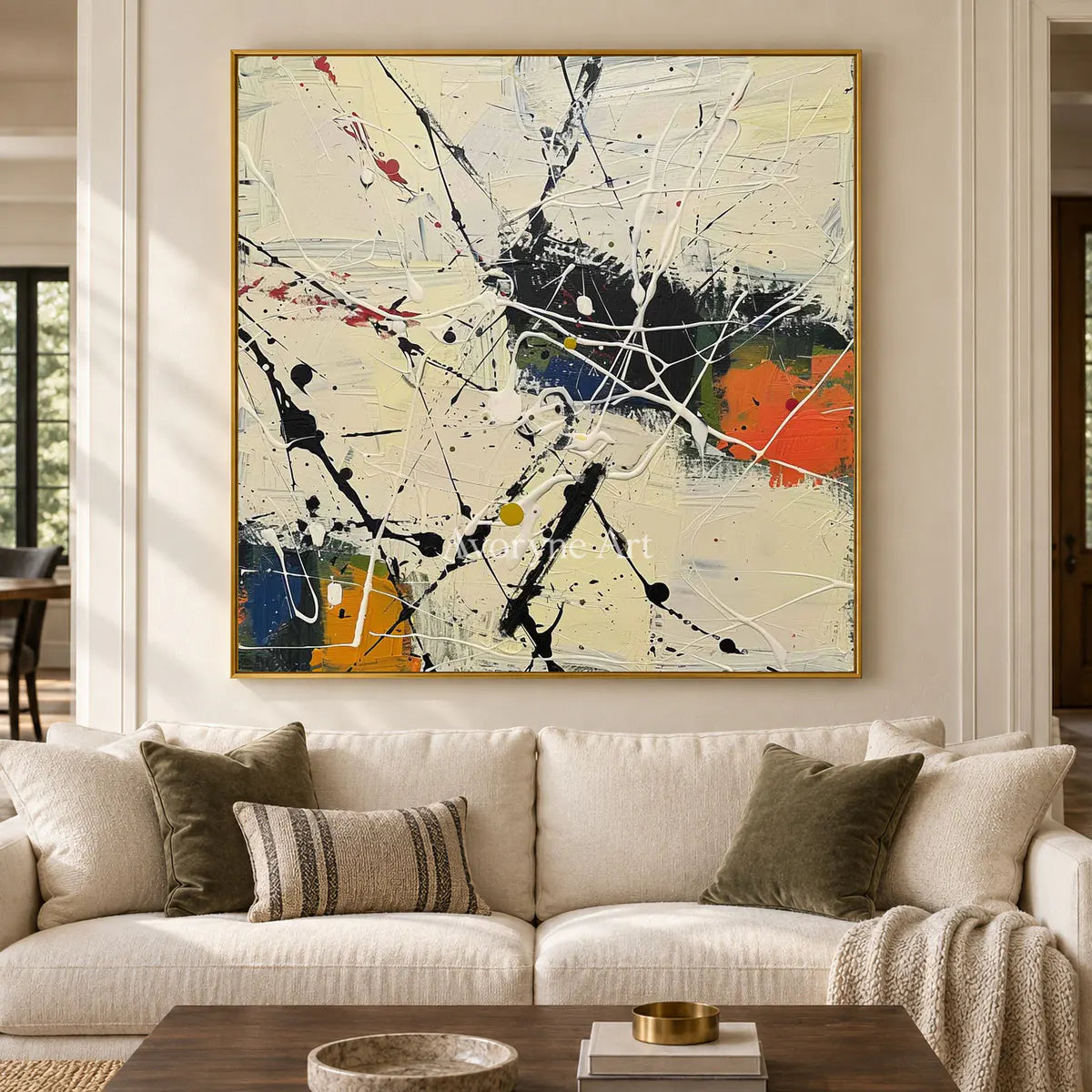 Ivory Crosscurrent: Beige Textured Drip Abstract Wall Art — living gold