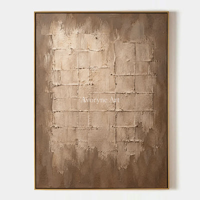 Claylattice: Beige Textured Grid Wall Art — primary