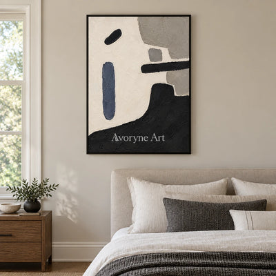 Ink Balance: Black and Beige Abstract Wall Art — bedroom black