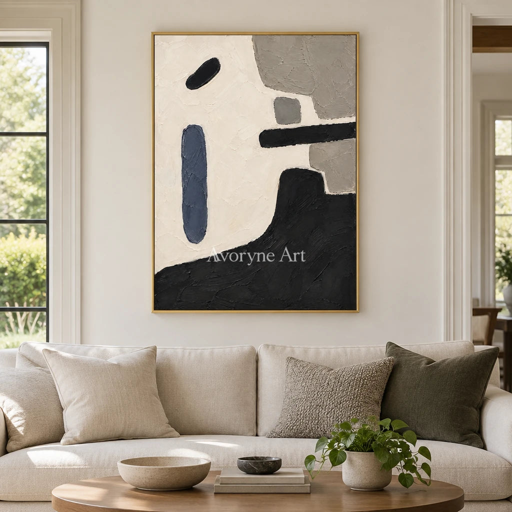 Ink Balance: Black and Beige Abstract Wall Art — living gold