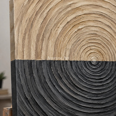 Orbit in Earth: Black and Beige Texture Wall Art — detail easel