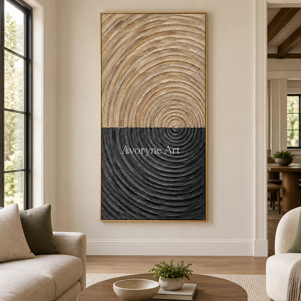 Orbit in Earth: Black and Beige Texture Wall Art — living gold