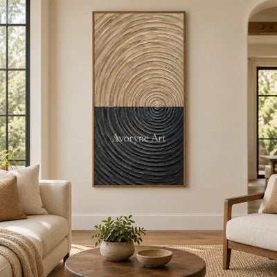 Orbit in Earth: Black and Beige Texture Wall Art — villa wood