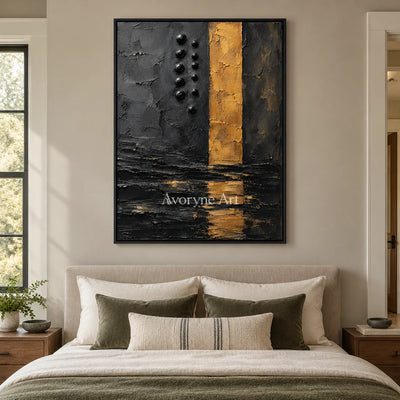 Gilt Trace: Black and Gold Texture Wall Art — bedroom black