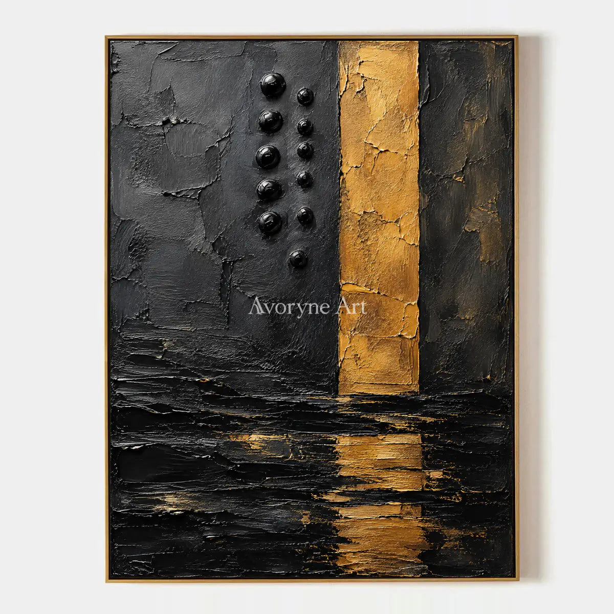 Gilt Trace: Black and Gold Texture Wall Art — primary