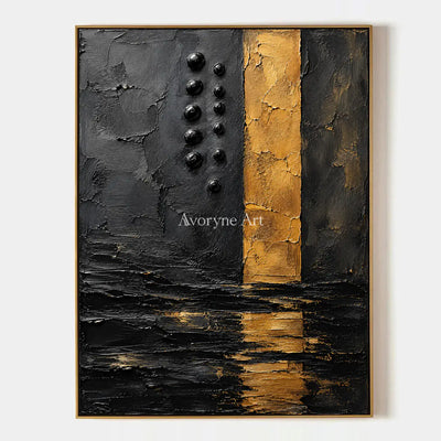 Gilt Trace: Black and Gold Texture Wall Art — primary
