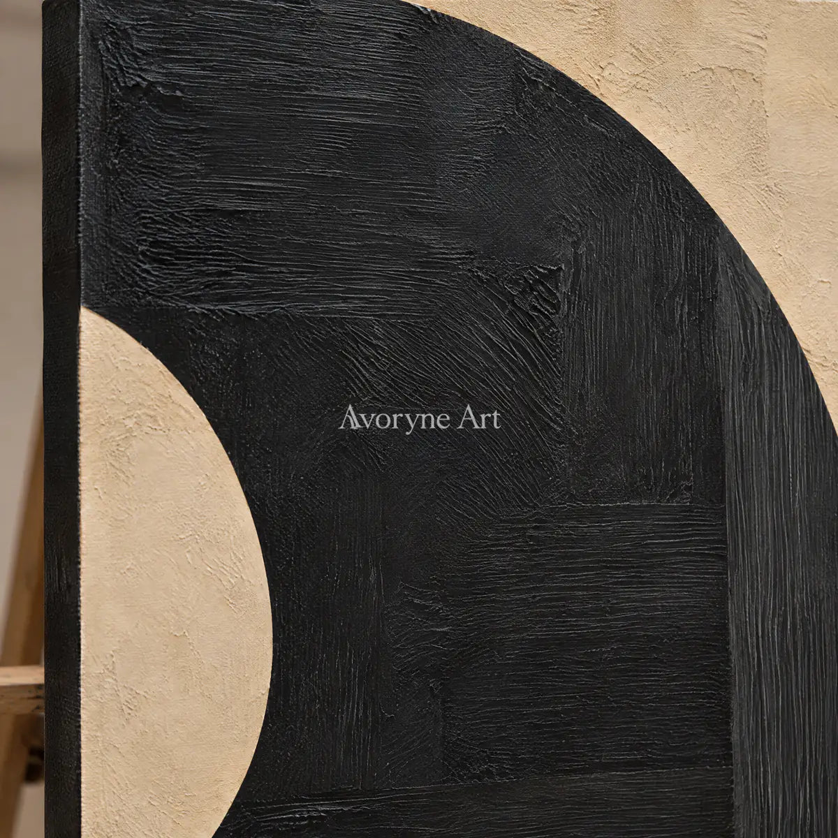 Cutshape Dialogue: Black Beige Diptych Wall Art — detail easel