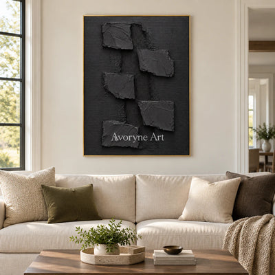 Shadow Fragments: Black Block Abstract Wall Art — living gold