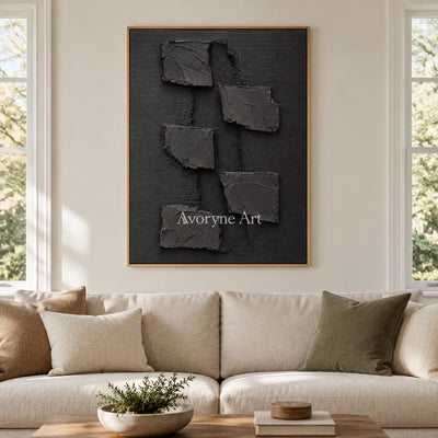 Shadow Fragments: Black Block Abstract Wall Art — villa wood