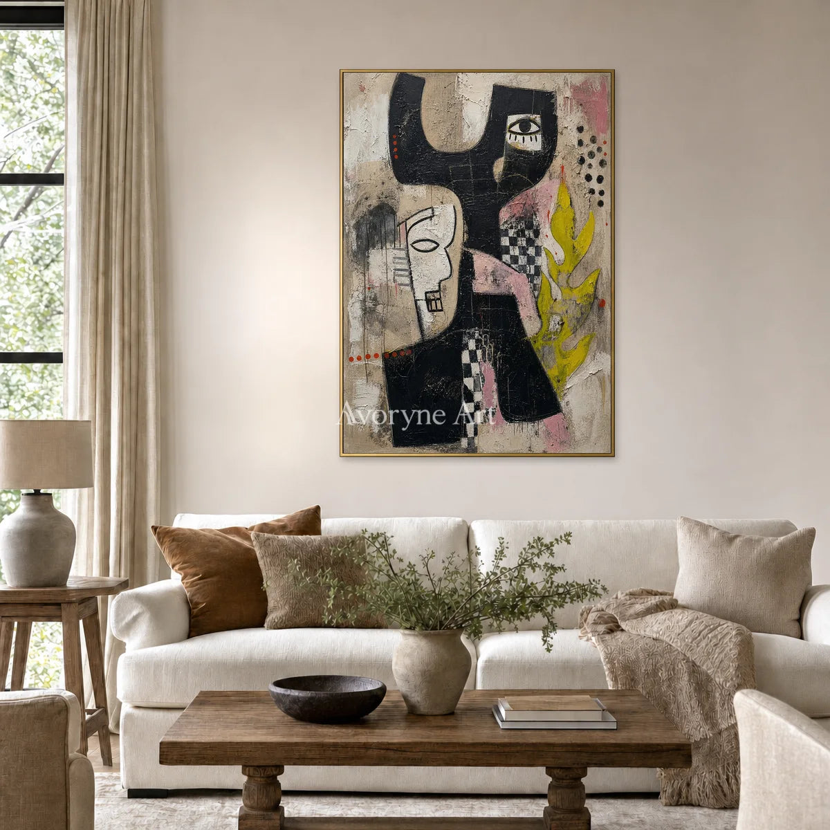 Fragments of Regard: Black Cubist Faces Textured Wall Art — living gold