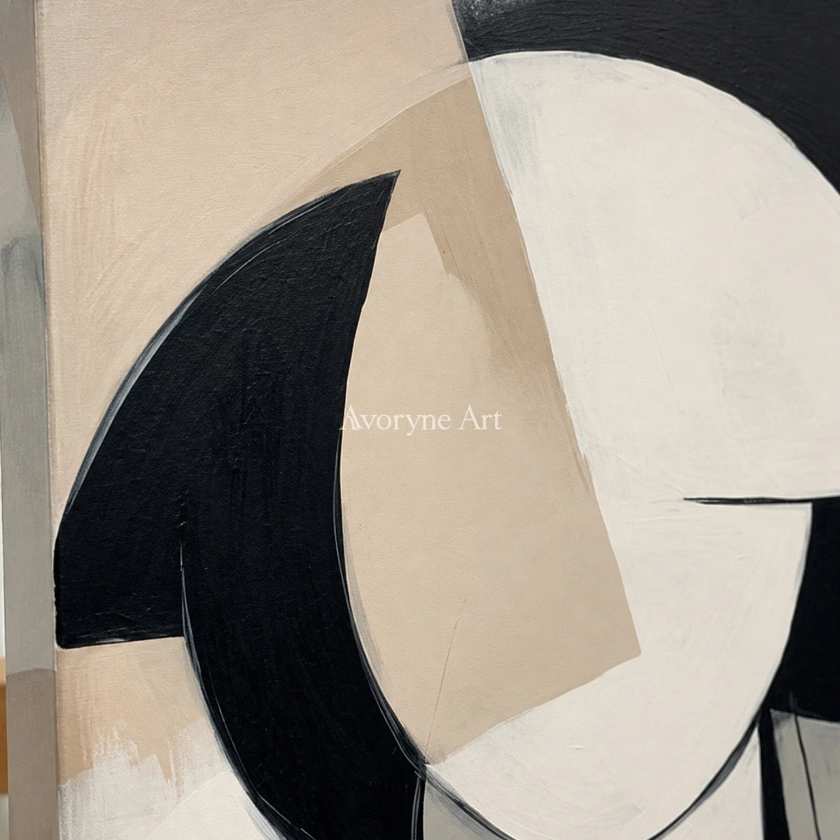 Faceted Presence: Black Cubist Portrait Wall Art — detail easel