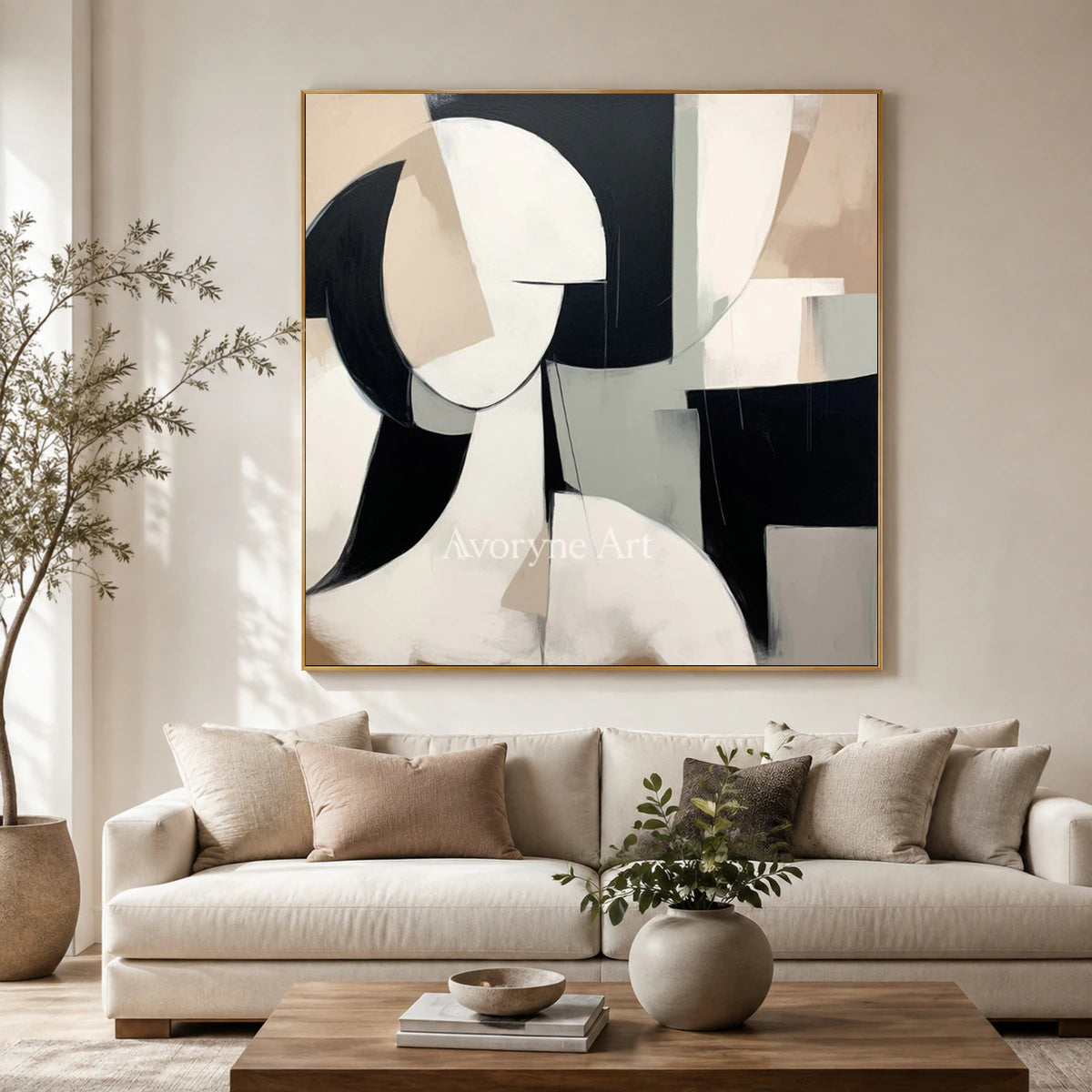 Faceted Presence: Black Cubist Portrait Wall Art — living gold