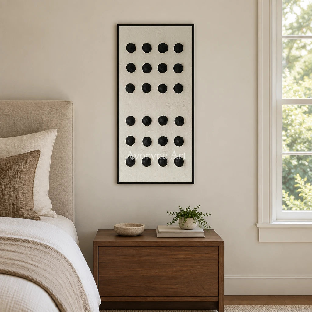Aster Lyric: Black Dot Relief — bedroom black