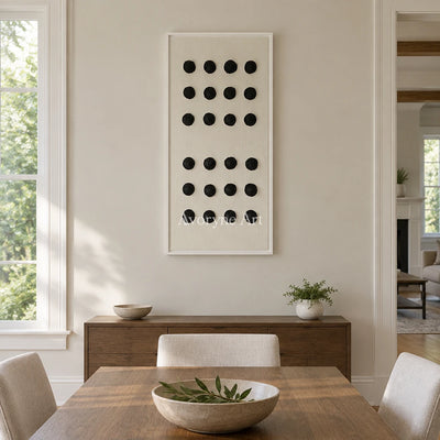 Aster Lyric: Black Dot Relief — dining white