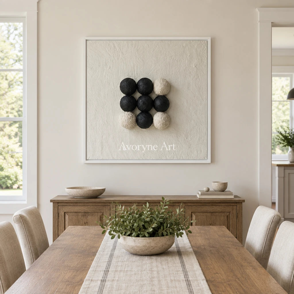 Aster Petal: Black Dot Relief — dining white