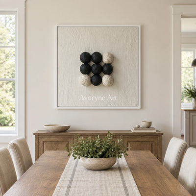 Aster Petal: Black Dot Relief — dining white