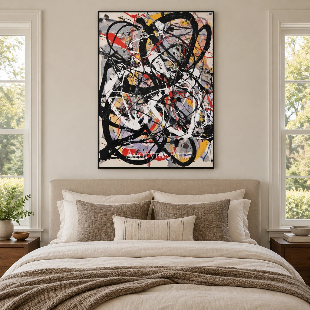 Ivory Lucent Solace: Black Drip Abstract — bedroom black