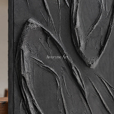 Aster Blossom: Black Folded Relief — detail easel