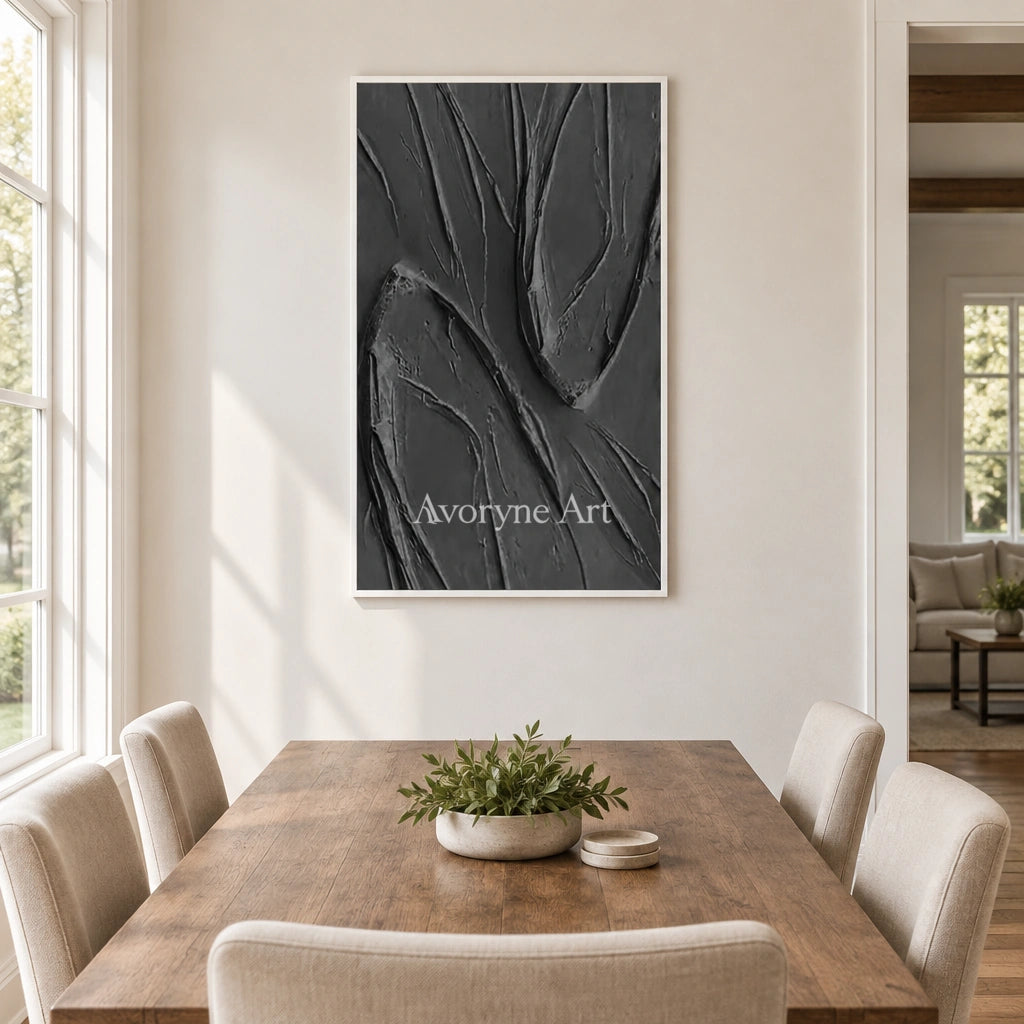 Aster Blossom: Black Folded Relief — dining white