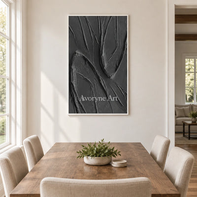 Aster Blossom: Black Folded Relief — dining white