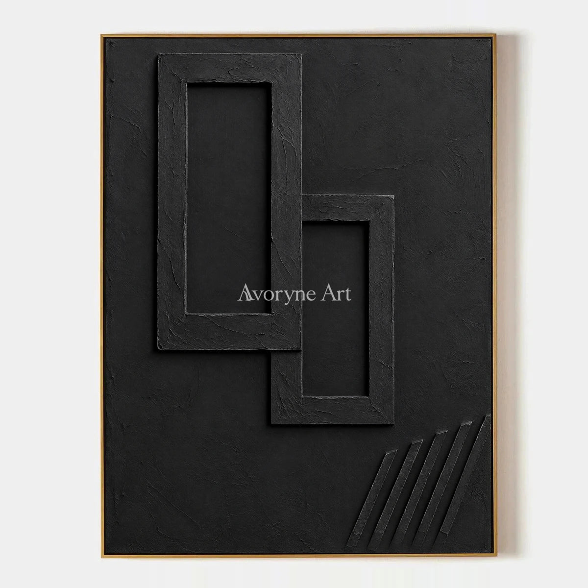 Nested Shadows: Black Geometric Relief Wall Art — primary