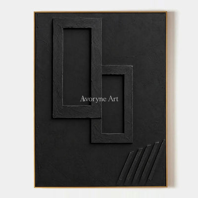 Nested Shadows: Black Geometric Relief Wall Art — primary