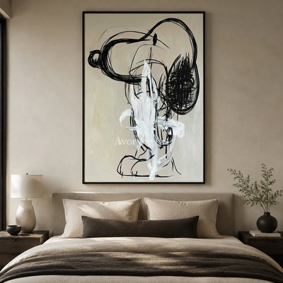 Unruly Cadence: Black Gestural Graffiti Abstract Wall Art — bedroom black