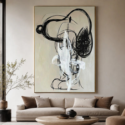 Unruly Cadence: Black Gestural Graffiti Abstract Wall Art — living gold