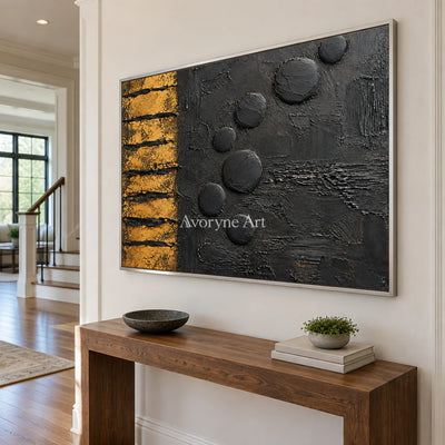 Ember Sequence: Black Gold Abstract Art — entry silver