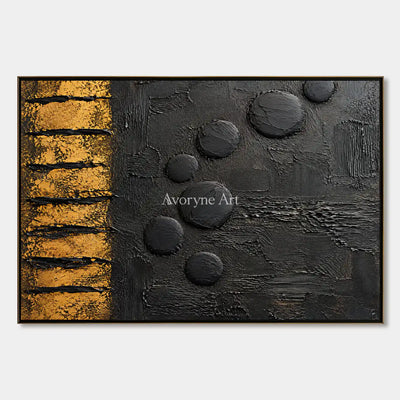 Ember Sequence: Black Gold Abstract Art — primary
