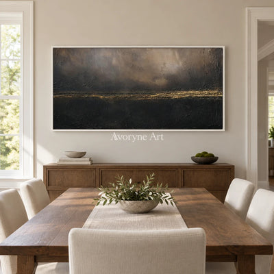 Aster Linen: Black Gold Horizon — dining white
