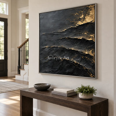 Aurum Fault: Black Gold Texture Art — entry silver