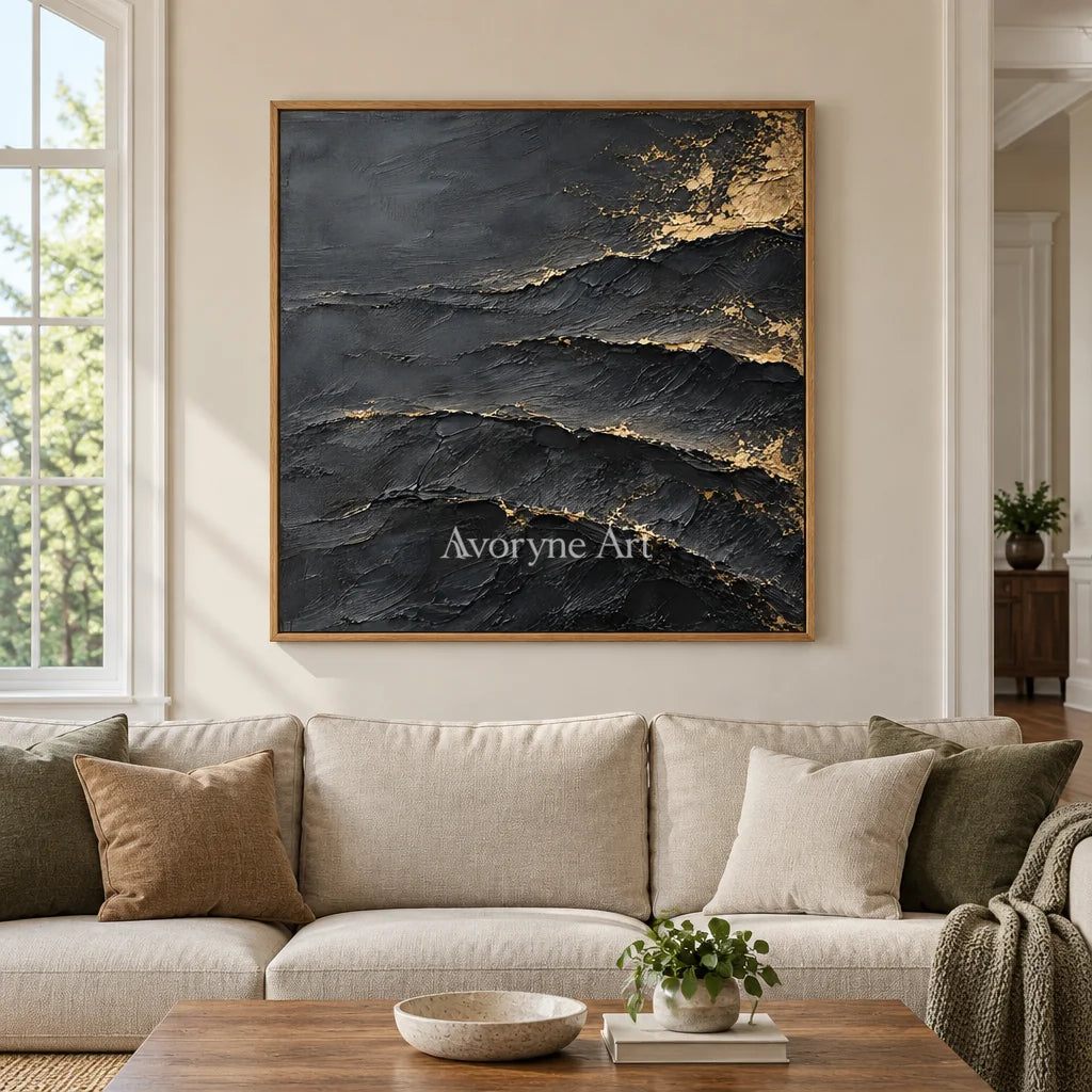 Aurum Fault: Black Gold Texture Art — villa wood