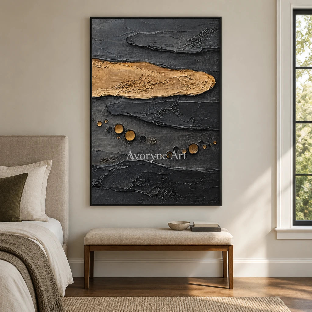 Arc Relic: Black Gold Texture Art — bedroom black